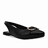 Rocia By Regal Black Women Buckled Flat Slingbacks