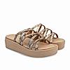 Rocia By Regal Antique Gold Women Strappy Casual Wedges