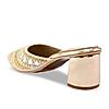 Rocia By Regal Gold Women Hand Embroidered Block Heel Mules