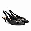 Rocia By Regal Black Women Buckled Kitten Heel Slingbacks