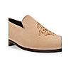 Imperio By Regal Beige Men Embroidered Suede Slip On Shoes