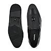Regal Black Men Textured Leather Tasseled Slip On Shoes