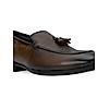Regal Brown Men Textured Leather Tasseled Slip On Shoes