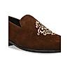 Imperio By Regal Brown Men Embroidered Suede Slip On Shoes
