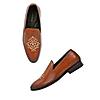 Imperio By Regal Tan Men Formal Leather Embroidered Slip On Shoes