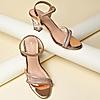 Rocia By Regal Rose Gold Women Diamante Strap Block Heel Sandals