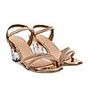 Rocia By Regal Rose Gold Women Diamante Strap Block Heel Sandals