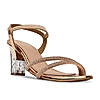 Rocia By Regal Rose Gold Women Diamante Strap Block Heel Sandals