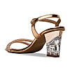 Rocia By Regal Rose Gold Women Diamante Strap Block Heel Sandals