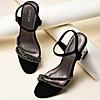 Rocia By Regal Black Women Diamante Strap Block Heel Sandals