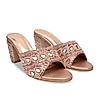 Rocia By Regal Rose Gold Women Heavy Embroidered Block Heel Sandals