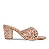 Rocia By Regal Rose Gold Women Heavy Embroidered Block Heel Sandals