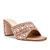 Rocia By Regal Rose Gold Women Heavy Embroidered Block Heel Sandals