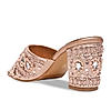 Rocia By Regal Rose Gold Women Heavy Embroidered Block Heel Sandals