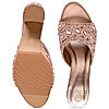 Rocia By Regal Rose Gold Women Heavy Embroidered Block Heel Sandals