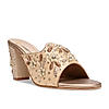 Rocia By Regal Gold Women Heavy Embroidered Block Heel Sandals