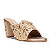 Rocia By Regal Gold Women Heavy Embroidered Block Heel Sandals