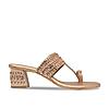 Rocia By Regal Rose Gold Women Embroidered Block Heels