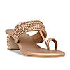 Rocia By Regal Rose Gold Women Embroidered Block Heels