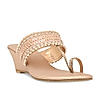 Rocia By Regal Rose Gold Women Embroidered Wedges