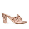 Rocia By Regal Rose Gold Women Heavy Embroidered Block Heel Sandals