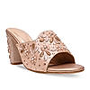 Rocia By Regal Rose Gold Women Heavy Embroidered Block Heel Sandals