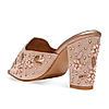 Rocia By Regal Rose Gold Women Heavy Embroidered Block Heel Sandals