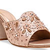 Rocia By Regal Rose Gold Women Heavy Embroidered Block Heel Sandals