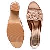 Rocia By Regal Rose Gold Women Heavy Embroidered Block Heel Sandals