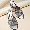 Rocia By Regal Silver Women Heavy Embroidered Block Heel Sandals