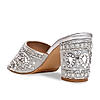 Rocia By Regal Silver Women Heavy Embroidered Block Heel Sandals