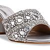 Rocia By Regal Silver Women Heavy Embroidered Block Heel Sandals