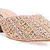 Rocia By Regal Rose Gold Women Embroidered Kitten Heel Mules