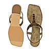 ROCIA Antique Gold Women Casual Embroidered Flat Sandals