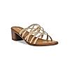 ROCIA Gold Women Shiny Strappy Block Heels