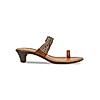 ROCIA Tan Women One Toe Embellished Kitten Heel Sandals