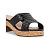 ROCIA Black Women Casual Woven Block Heel Slip Ons