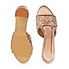 ROCIA Rose Gold Women Hand Embroidered Block Heel Sandals