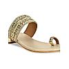 ROCIA Gold Women One Toe Embellished Block Heels