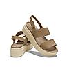 CROCS KHAKI WOMEN BROOKLYN LOW WEDGE SANDALS