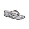 CROCS GUN METAL WOMEN CAPRI TEXTURED WEDGE FLIP FLOPS