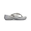 CROCS GUN METAL WOMEN CAPRI TEXTURED WEDGE FLIP FLOPS