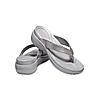 CROCS GUN METAL WOMEN CAPRI TEXTURED WEDGE FLIP FLOPS