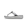 CROCS SILVER WOMEN BOCA SEQUIN WEDGE FLIP FLOPS