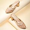 Rocia By Regal Rose Gold Women Hand Embroidered Block Heel Mules