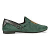 Regal Olive Men Velvet Embroidered Ethnic Slip Ons