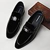 Imperio By Regal Black Men Formal Patent Leather Buckled Slip Ons