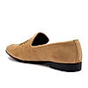 Regal Beige Men Embroidered Suede Loafers