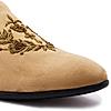 Regal Beige Men Embroidered Suede Loafers