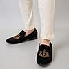 Regal Black Men Embroidered Suede Loafers